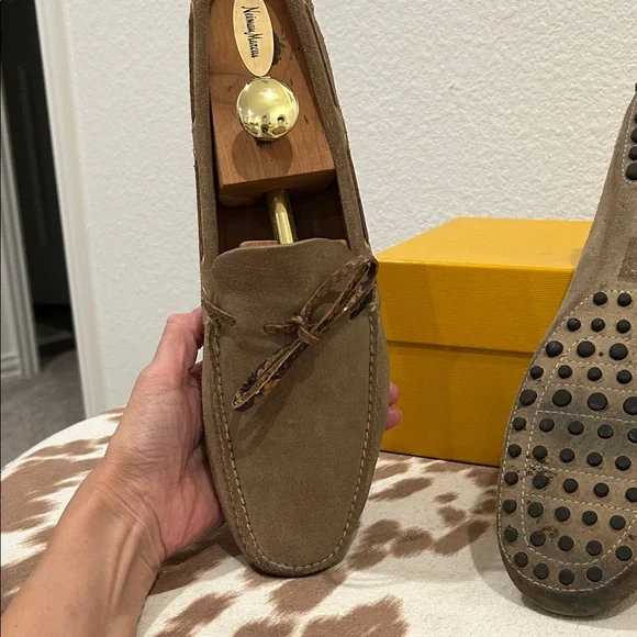 Brown Suede Loafers with Lace Detail - Picture 6 of 12